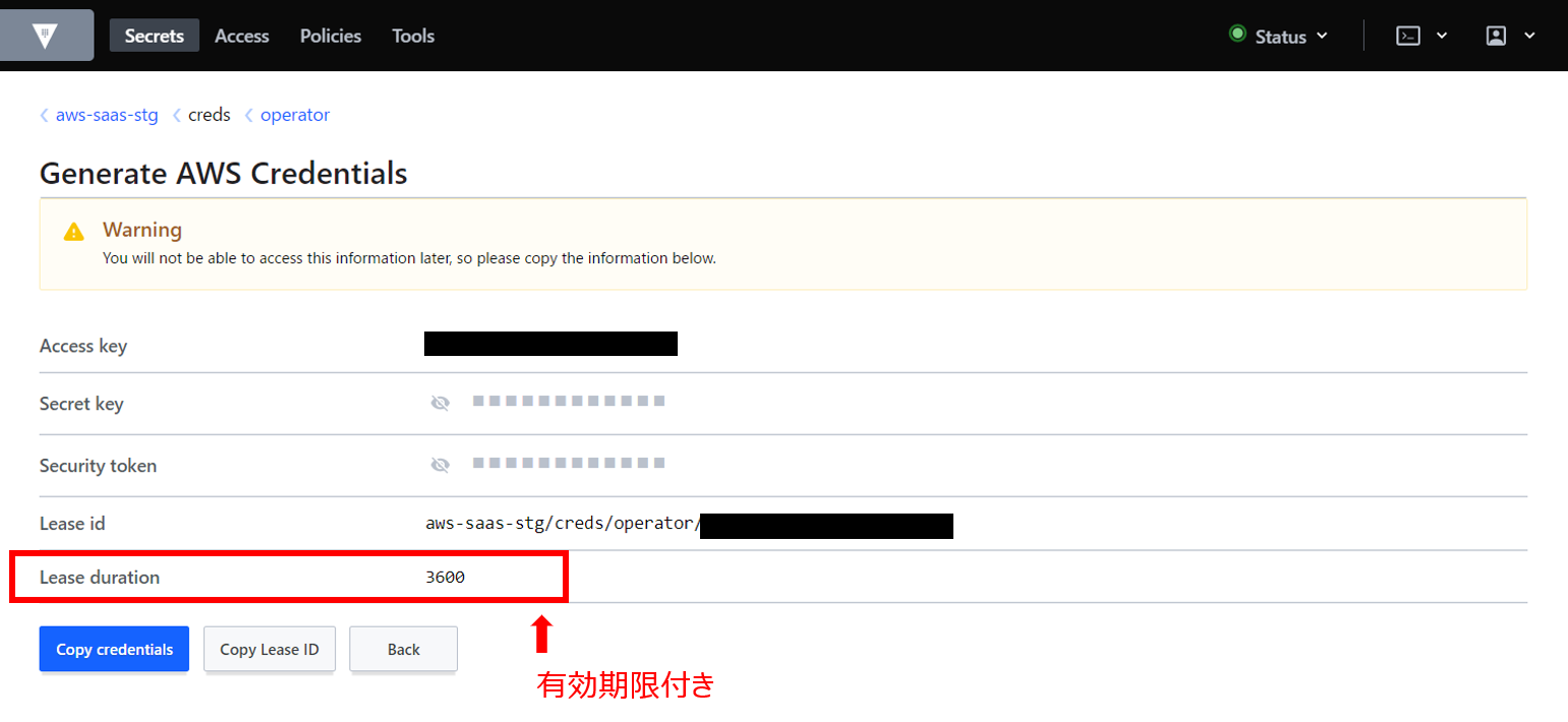 図:有効期限付きのアクセスキー発行イメージ